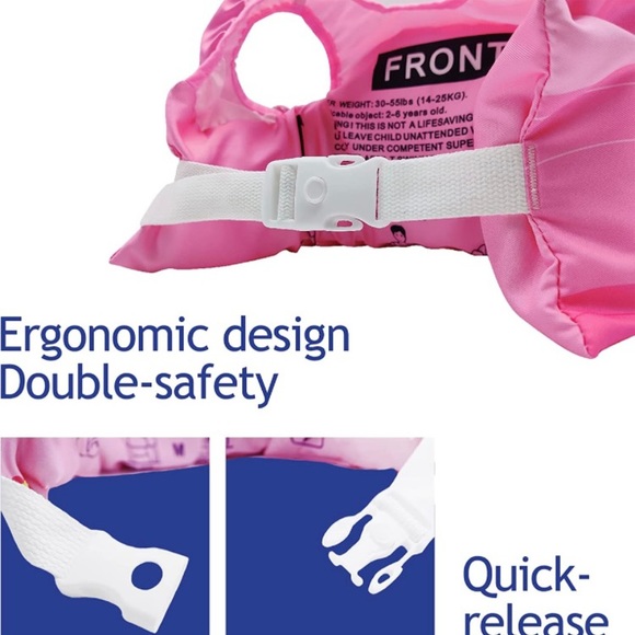 Magical Mermaid Pink Swim Flotation Learn Vest Girls 30-55 Lbs 2-6 Year Old New - Picture 5 of 6
